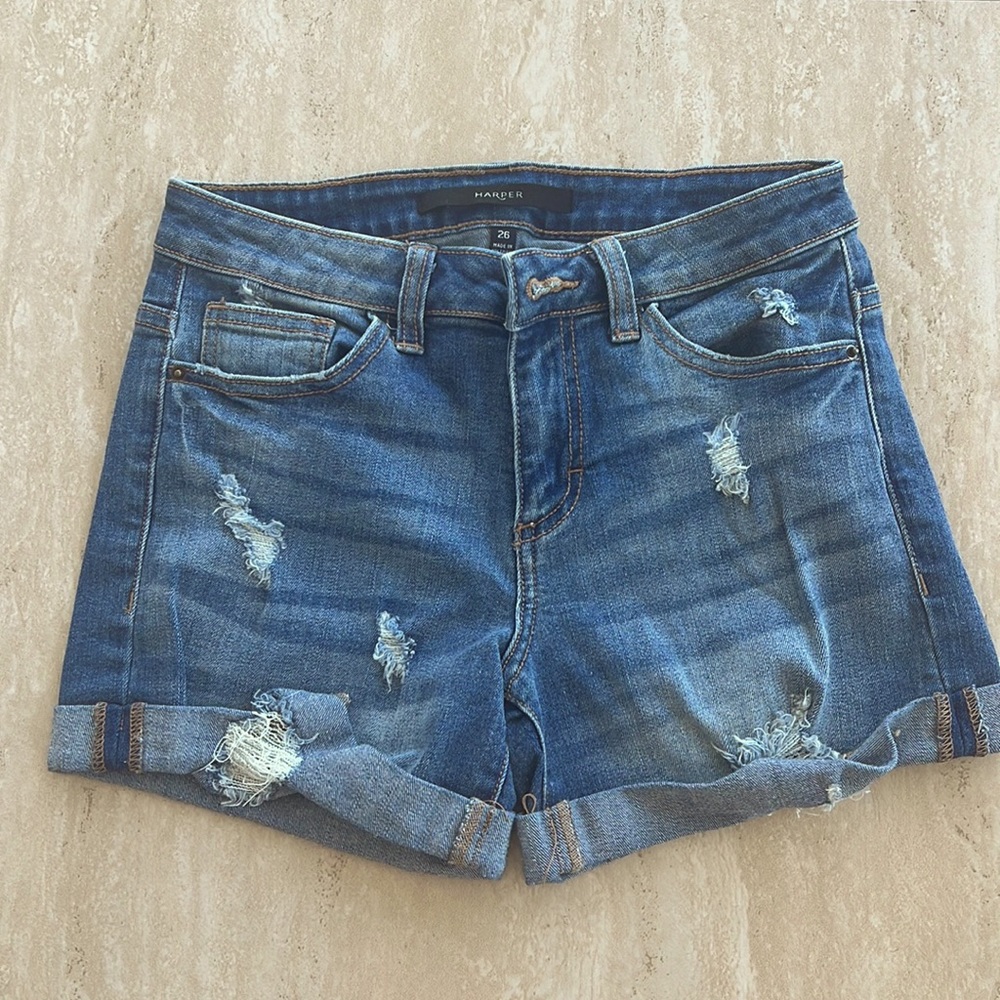 HARPER denim distressed shorts Sz 26